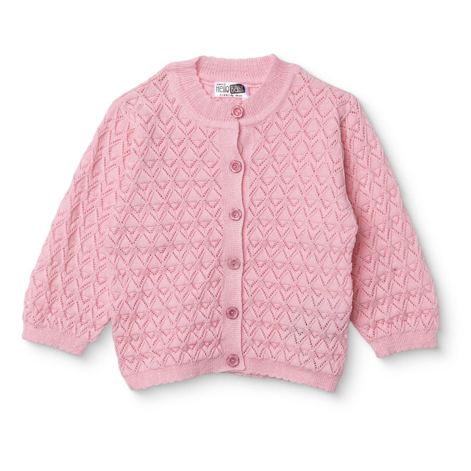 Kız Bebek Yenidoğan Floral Triko Hırka Bisiklet Yaka Uzun Kol